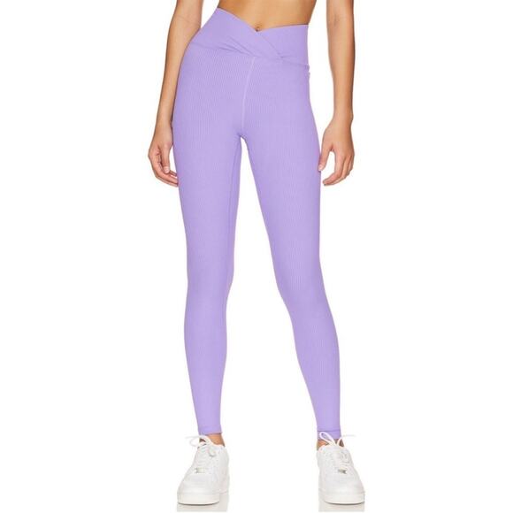 Year of Ours Pants - Year of Ours x Bandier Veronica Ribbed Leggings Lavender Purple Size Large